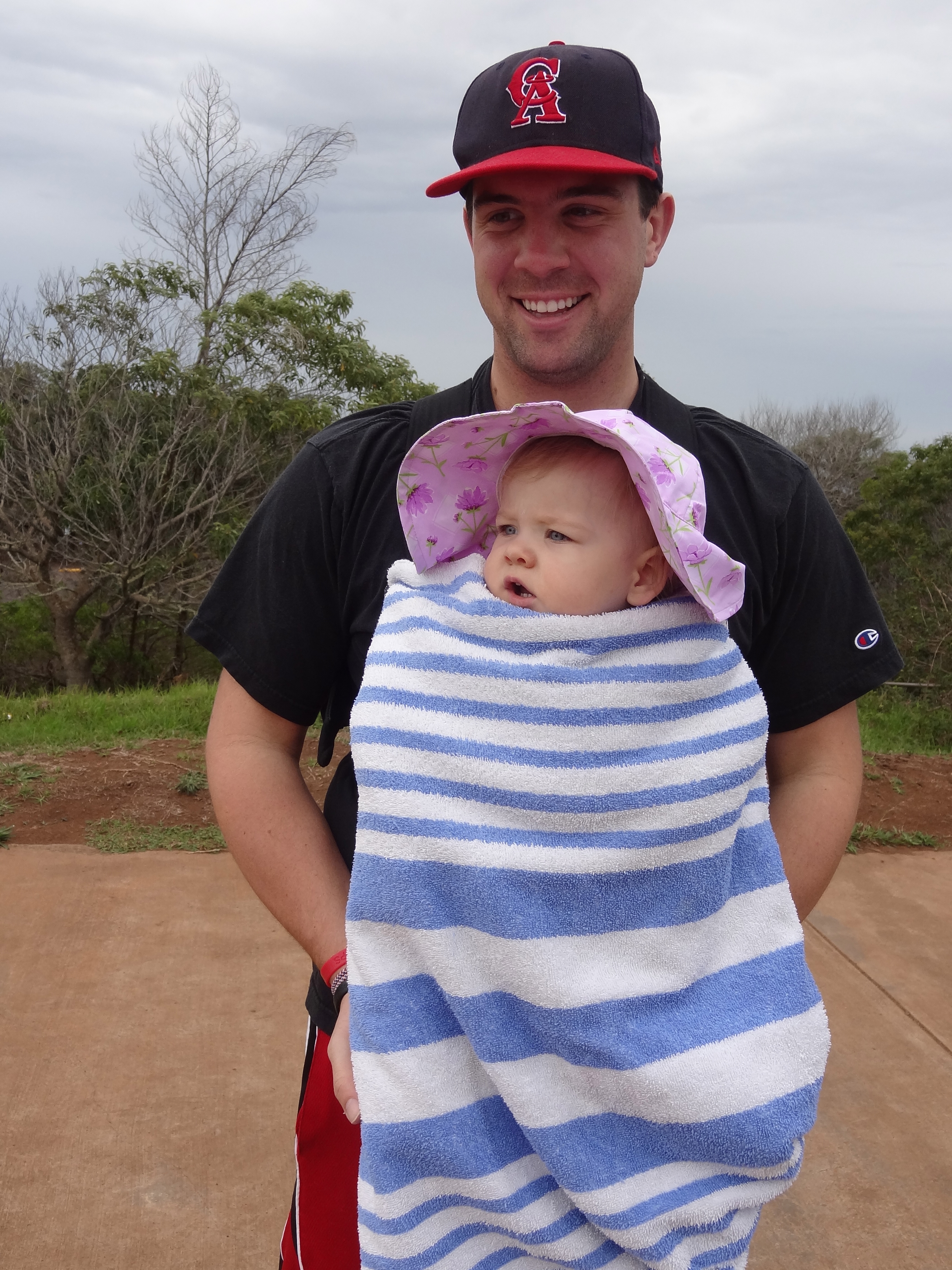 Uncle Will protecting Elisabeth from the elements