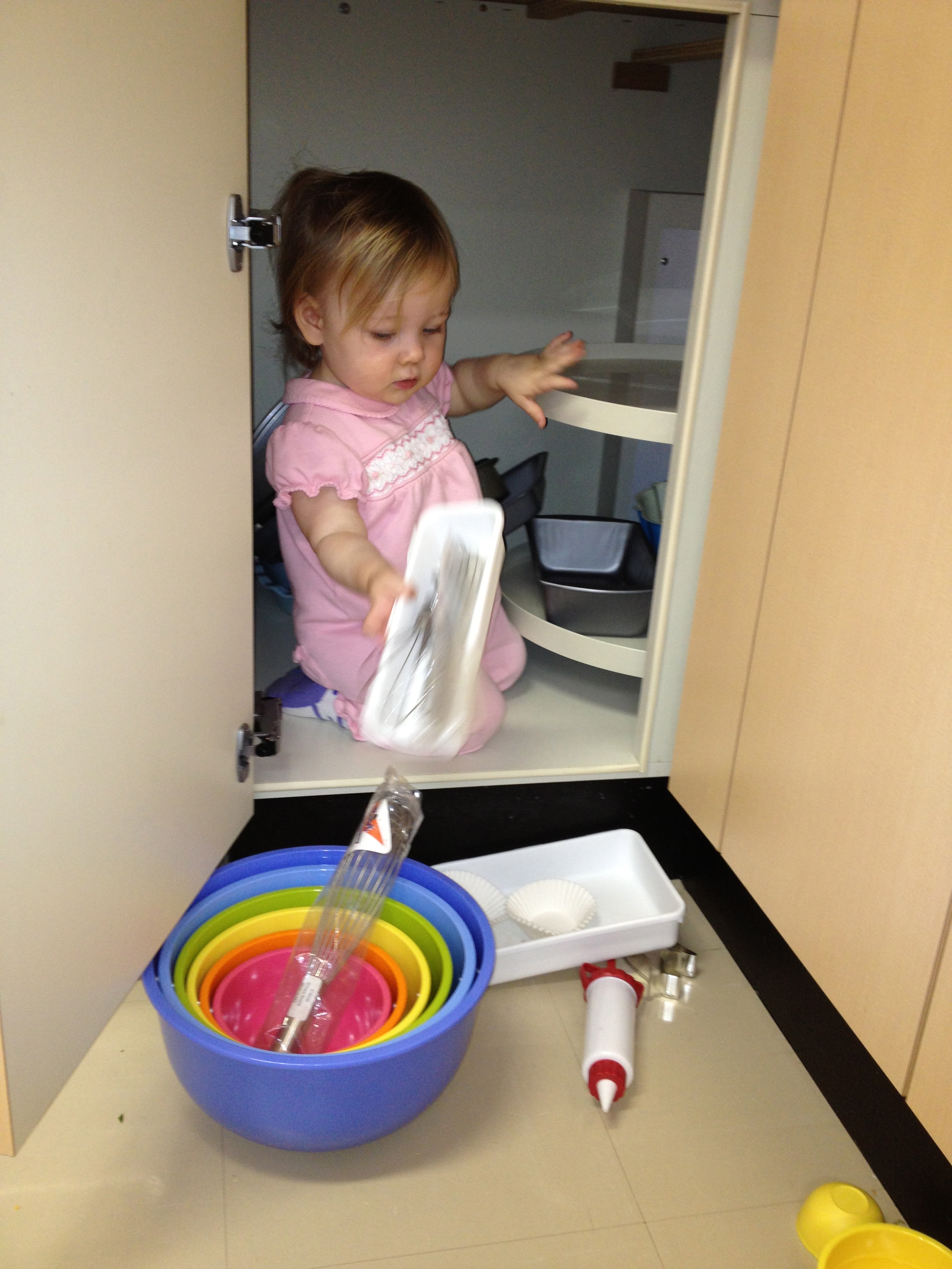 Cleaning out my cabinets for me.  So helpful.  