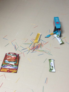 A glimpse of my kitchen floor. Luckily only I stepped on an upturned toothpick, and not Elisabeth.  Then I would have felt really guilty. 