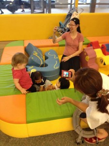 Elisabeth playing in a play area while we waited for a flight at Narita airport. 