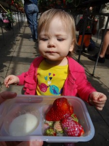 Checking out the goods. 