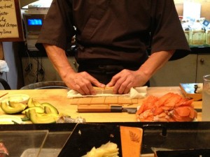 Shin, at the restaurant of his name, hand-rolling some sushi.  I actually really liked his tuna rolls.  