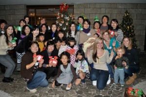 Christmas tree decorating with the origami crane ornaments they taught us to make.  