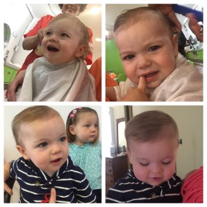 James got his first hair cut in California. 