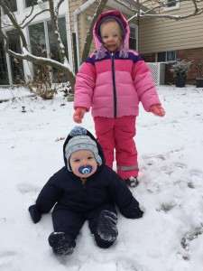January's first snow. James' first snow, too!